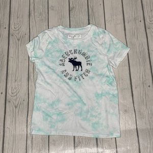 Abercrombie kids, white and mint, tie-dye logo tshirt